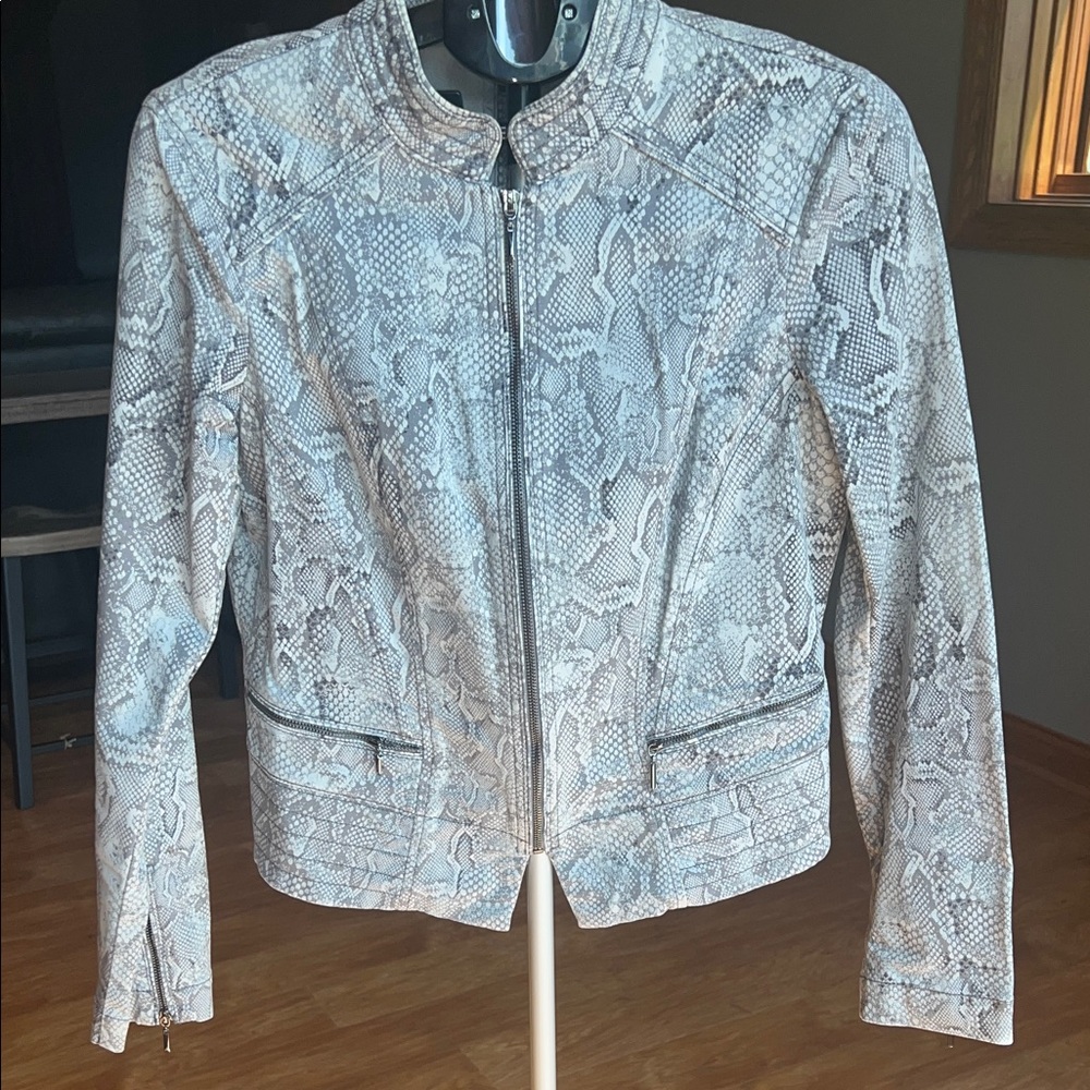 White House Black Market Gray Snake Print  Jacket